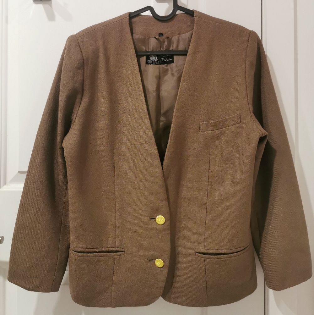 Vintage Wool Blazer with Gold Buttons